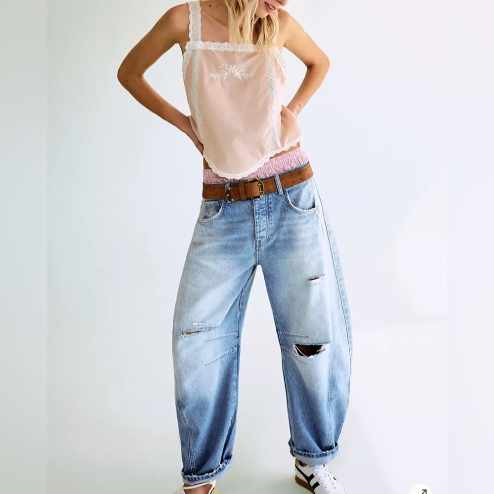 Good Luck Mid Rise Barrel Jeans